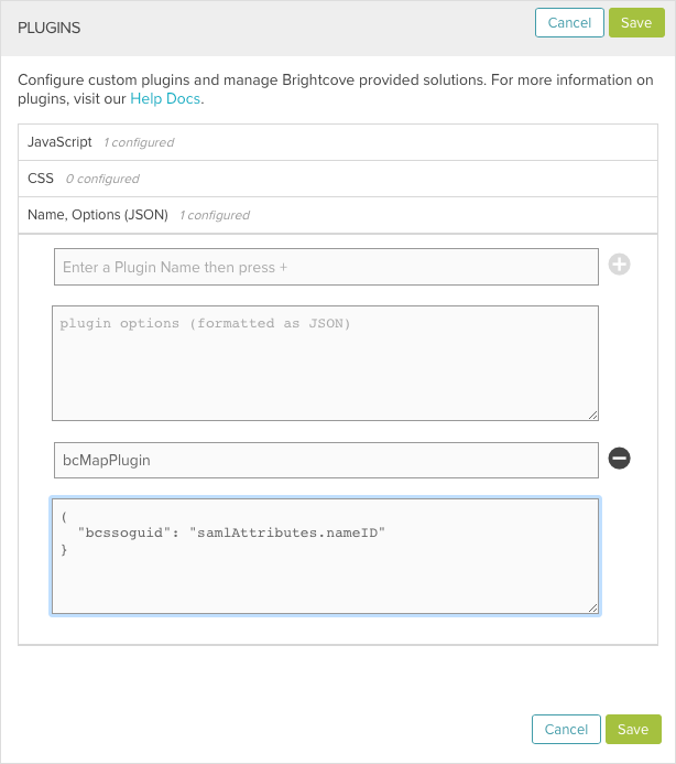 paramètres de plug-in